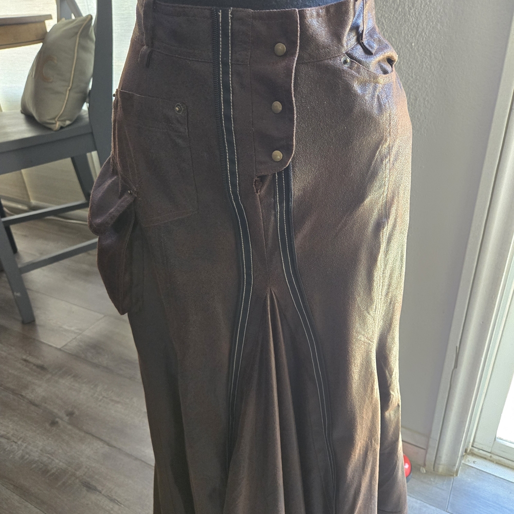 Alberto Makali Rustic Brown High-Waist Maxi Skirt with Button Front